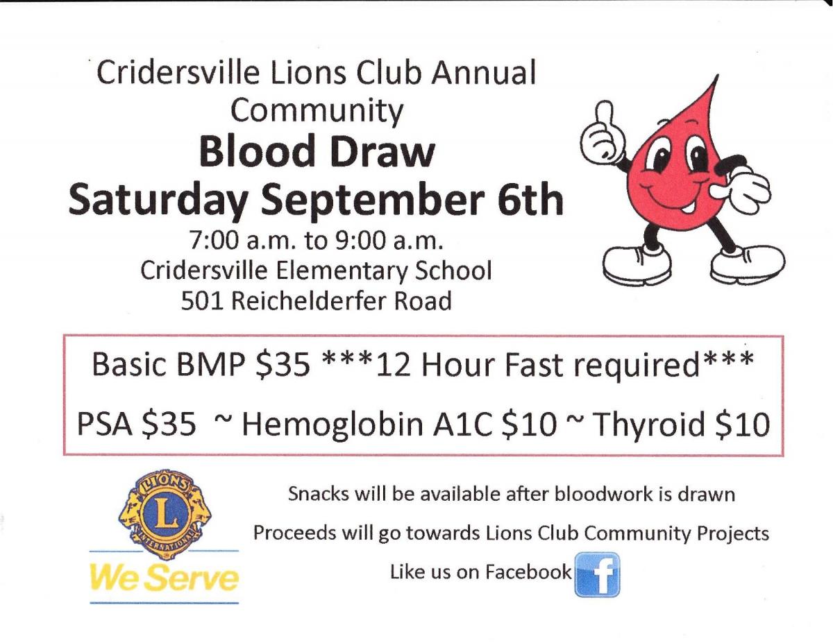 Cridersville Lions Club Annual Community Blood Draw